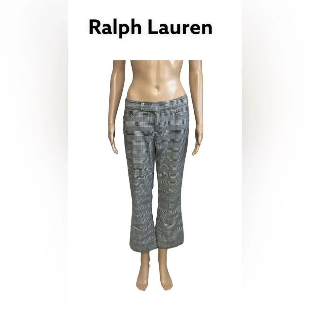 Ralph Lauren Vintage Y2K academia black white plaid cropped trousers pants 4